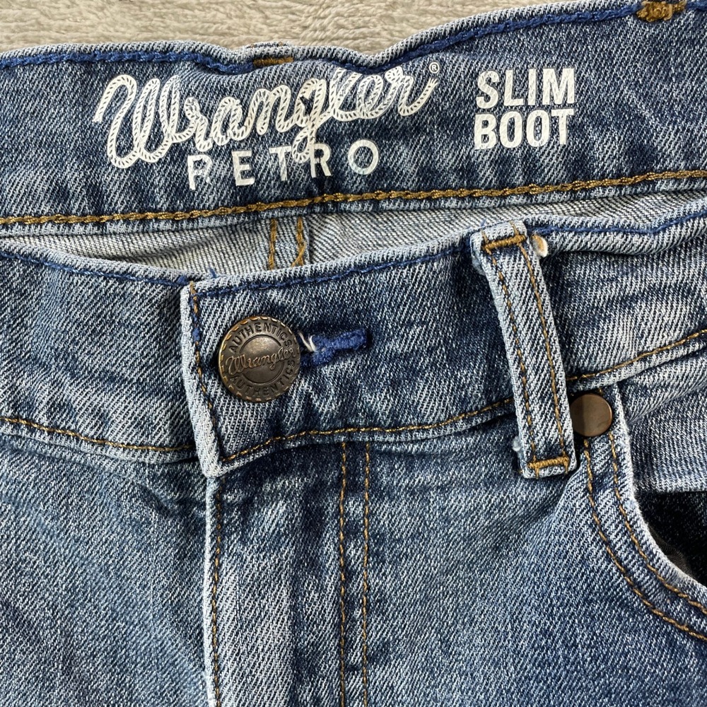 Wrangler Retro Slim Boot Jeans Mens 29x30 Blue Western Cowboy Festival Workwear - Picture 2 of 11